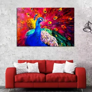 Beautiful Multicolored Peacock Modern Art Canvas Wall Painting