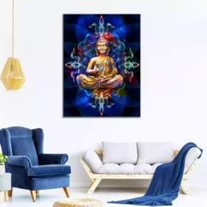 Seated Buddha in a Lotus Pose Canvas Wall Painting