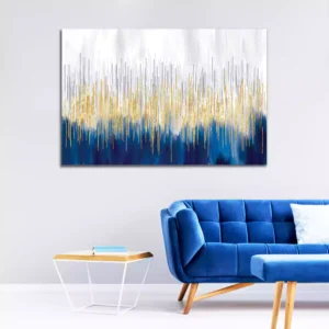 Abstract Art Gold and Blue Canvas Wall Painting