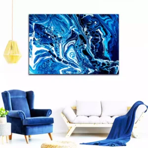 Blue Acrylic Pour Design Canvas Wall Painting