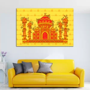 Taj Mahal in Indian Art Style Canvas Wall Painting