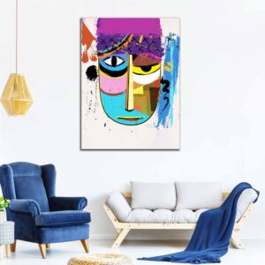 Abstract Face With Paint Strokes Canvas Wall Painting