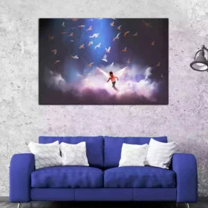 Boy with Angel Wings Digital Art Canvas Wall Painting