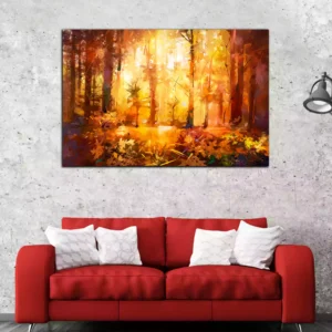 Deer in Autumn Forest Canvas Wall Painting