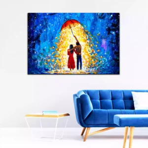 Fantasy Art Couple in love Walks Canvas Wall Painting