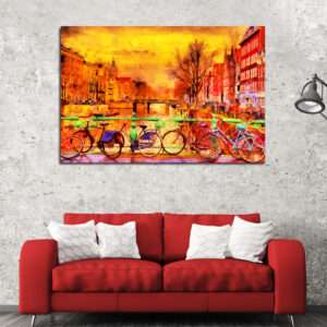 Rain Over Amsterdam Canal Canvas Wall Painting