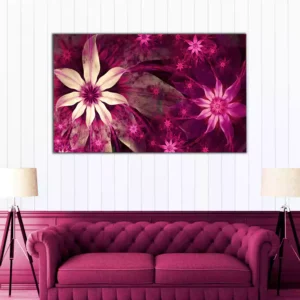Purple Flowers With Natural Looking Canvas Wall Painting