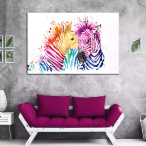 Rainbow Zebra Modern Art Canvas Wall Painting