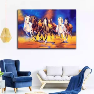 Running Seven Horses Modern Art Canvas Wall Painting