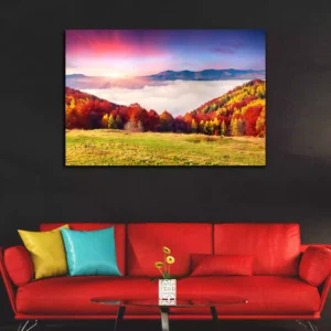 Colorful Autumn Morning View Canvas Wall Painting