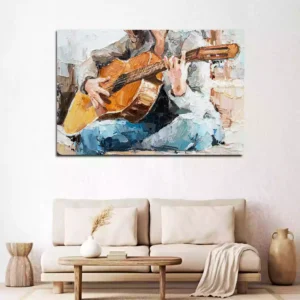 The Girl Plays the Guitar Canvas Wall Painting
