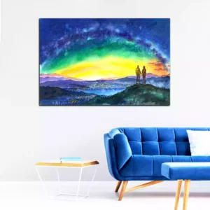 Young Couple Staring at Colorful-Way on Canvas Wall Painting