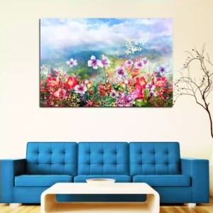 Multicolored Flowers Canvas Wall Painting