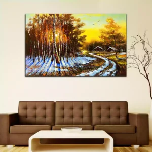 Rural Winter Landscape Canvas Wall Painting