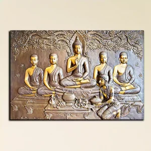 Meditation Buddha Sculpture Image Premium Canvas Wall Painting