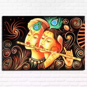 Beautiful Radha Krishna with Flute Canvas Wall Painting