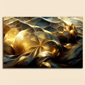 Abstract Swirls and Ripples of the Gold Canvas Wall Painting
