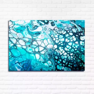 Deep Cellular Blue Abstract Canvas Wall Painting