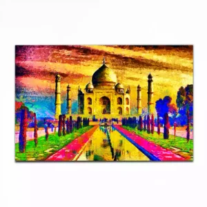 Taj Mahal Colorful Canvas Wall Painting