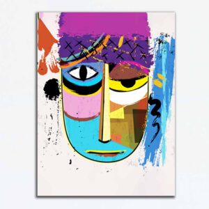 Abstract Face With Paint Strokes Canvas Wall Painting