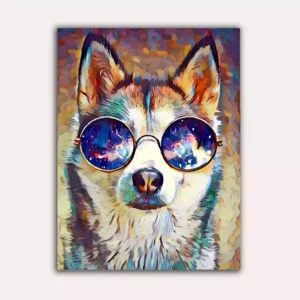 Husky Dog Cool Look Abstract Wall Painting