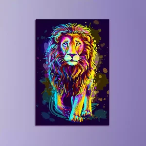 Lion Neon Color Artistic Canvas Wall Painting