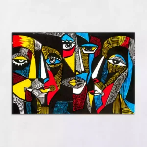 Modern Art in Linocut Style Canvas Wall Painting