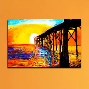Sunset Over Bridge Premium Wall Painting
