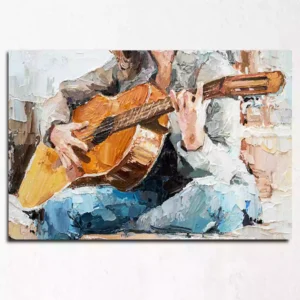 The Girl Plays the Guitar Canvas Wall Painting