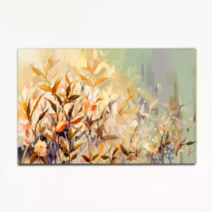 Colorful Flower With Orange, Red, Yellow Leaf Canvas Wall Painting