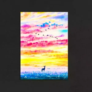 Deer in Wild Field Canvas Wall Painting