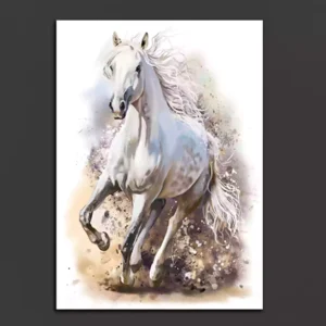 White Horse Runs Water Color Canvas Wall Painting