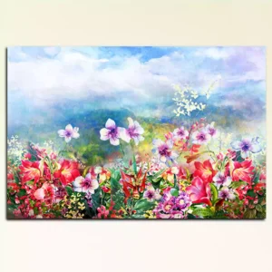 Multicolored Flowers Canvas Wall Painting