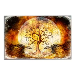 Pair of Ravens With Tree of Life Canvas Wall Painting