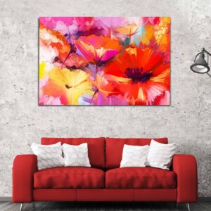 Abstract Colorful Canvas Wall Painting of Spring Flowers