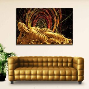 3D Golden Buddha Canvas Wall Painting