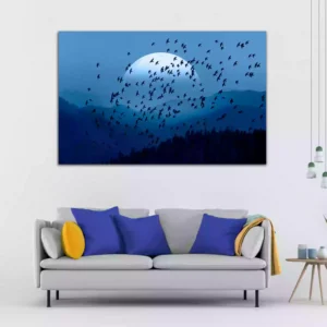 Silhouette of Birds Flying Canvas Wall Painting