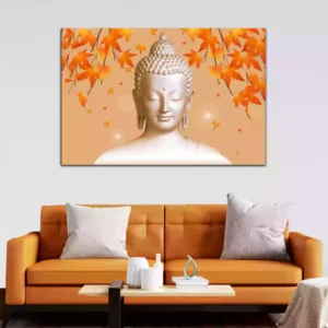 Beautiful White Buddha Canvas Wall Painting