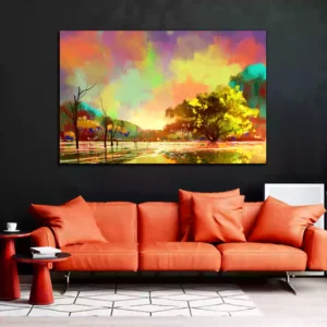 Beautiful Lake Colorful Nature Art Canvas Wall Painting