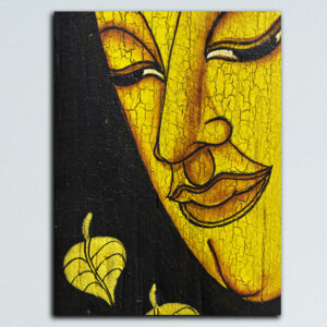 Beautiful Gold Buddha Face Canvas Wall Painting