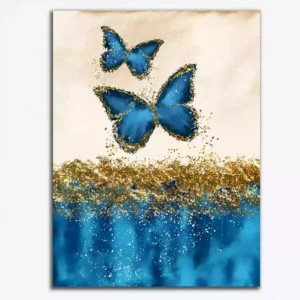 Gold Blue Butterfly Luxury Canvas Wall Painting